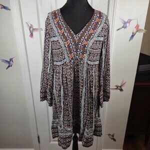 Maeve Anthropologie Floral V-Neck Mini Dress Size XS